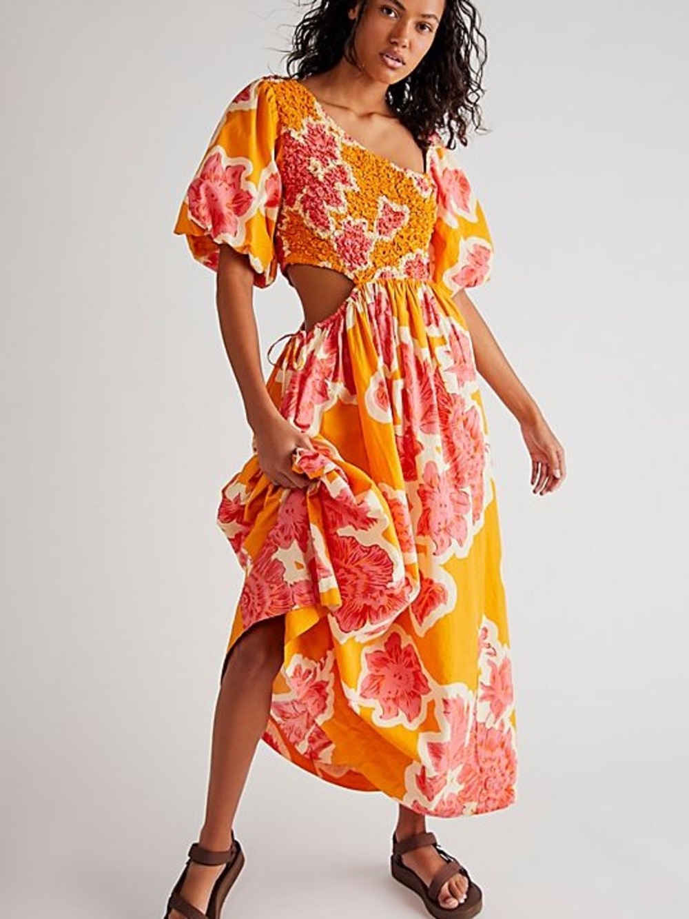 $168 NWT Free People Kalina Printed Midi Dress